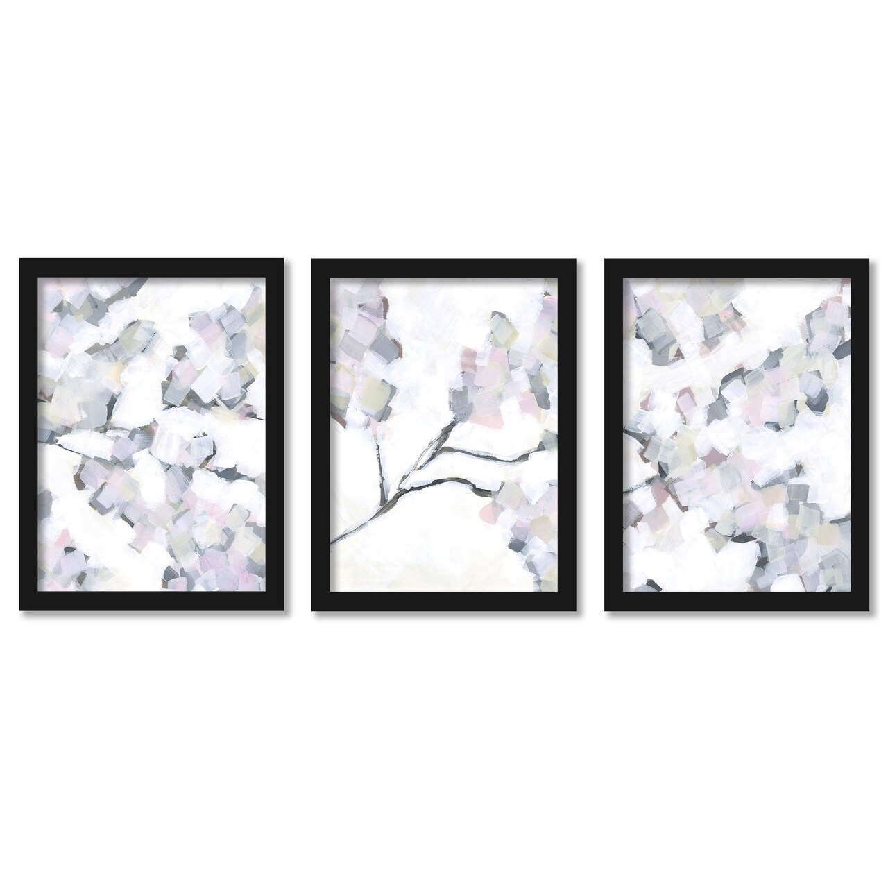 Yellow Teal Floral by PI Creative Art - 3 Piece Gallery Framed Print Art Set